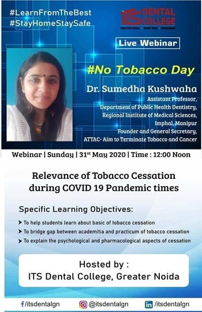 Live Webinar on World No Tobacco Day on 31.05.2020