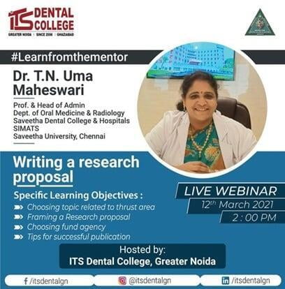 Live webinar on the topic “Writing a Research Proposal" on 12th March 2021