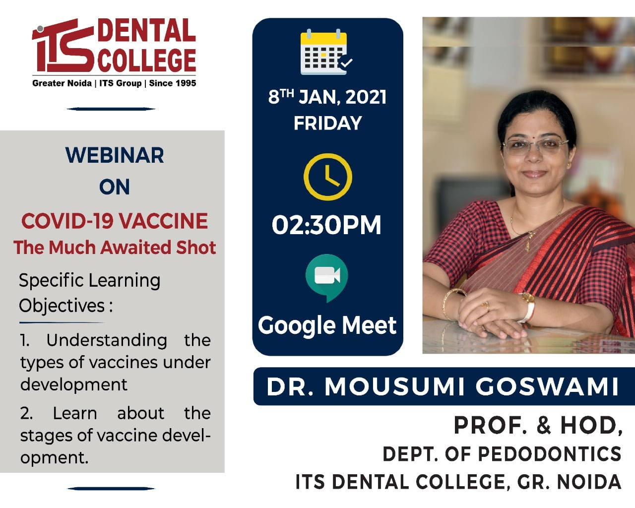 Webinar on the topic “COVID-19 VACCINE : The Much Awaited Shot&quot; on 8th January 2021.